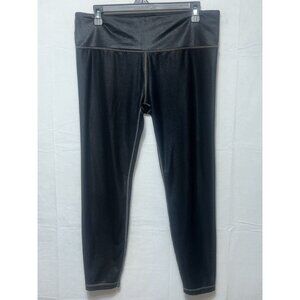 Athleta Womens Size L Leggings Skinny Pants Black Slick Nylon Pull On (see pic)